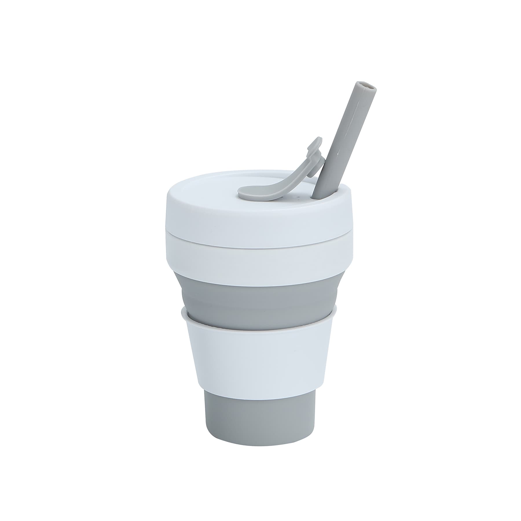 12 OZ Collapsible Foldable Silicone Travel Cup with Straw thumbnail 4