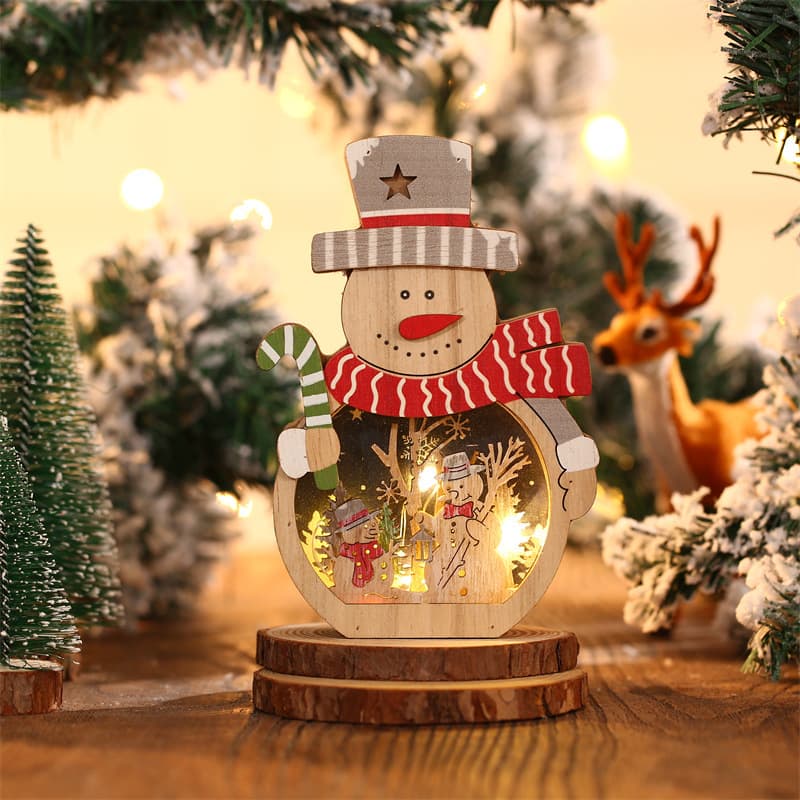 Christmas Wood Cutouts Pendants With Led Lights