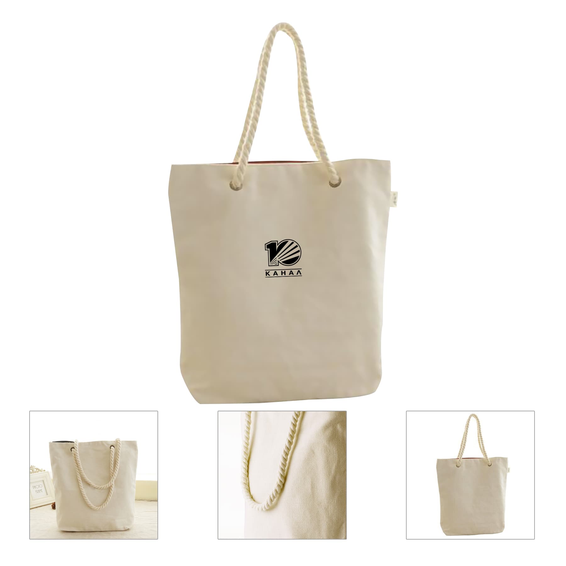 Reusable Canvas Beach Rope Handle Bulk Tote Bag