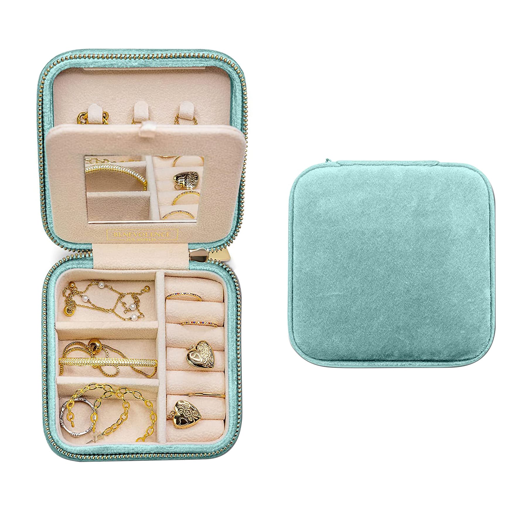 Plush Velvet Travel Jewelry Box Organizer thumbnail 4