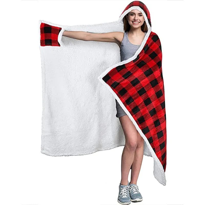Wearable Cuddle Wrap Blanket, Warm Soft Hooded Poncho
