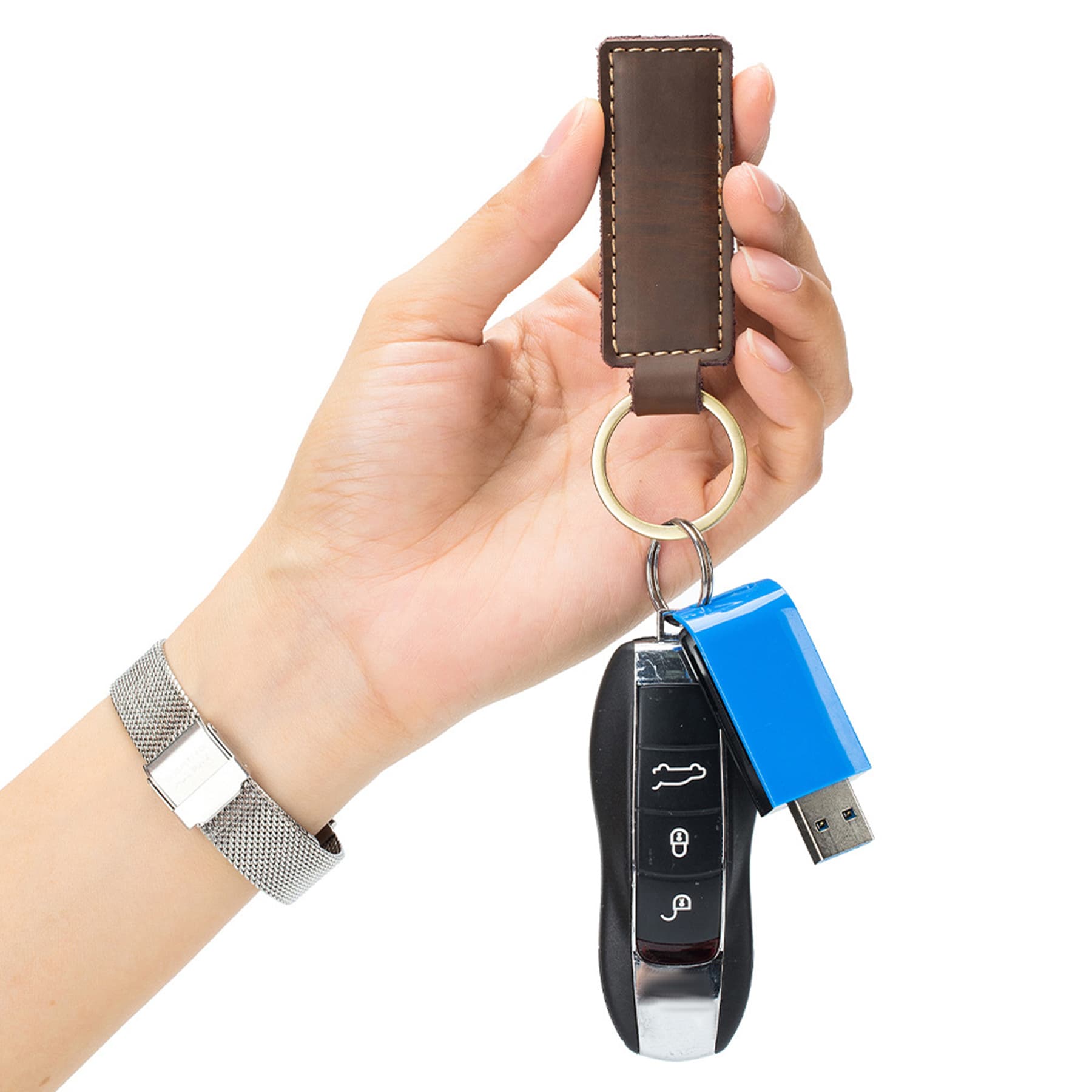 PU Leather Keychain Ring Holder thumbnail 3