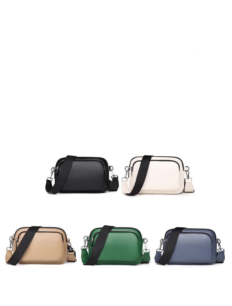 Real Leather Double layer pockets Crossbody Bag thumbnail 10