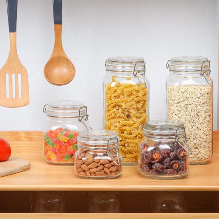 73Oz Glass Food Storage Jars With Airtight Clamp Lids thumbnail 3