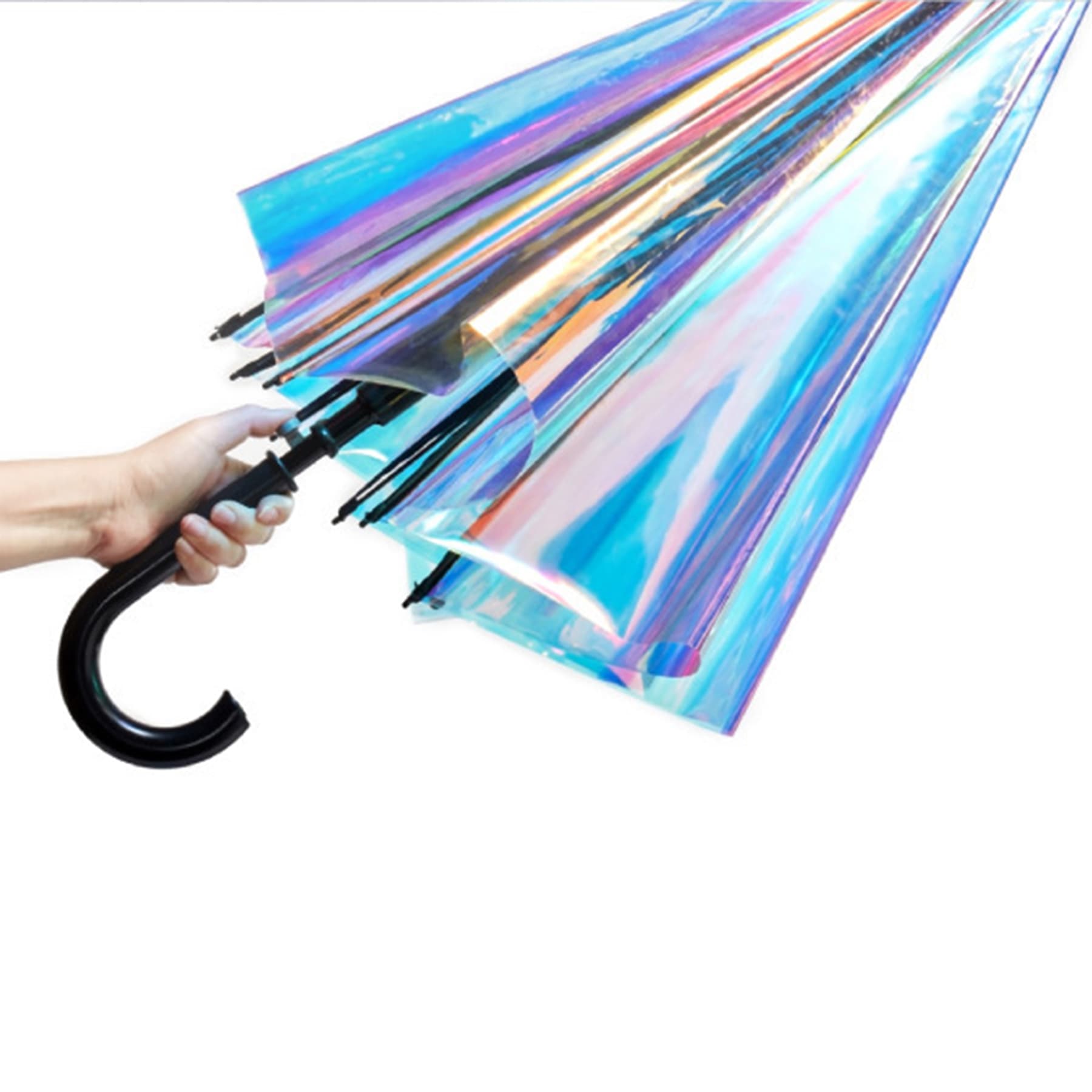 Holographic Iridescent Transparent Umbrella