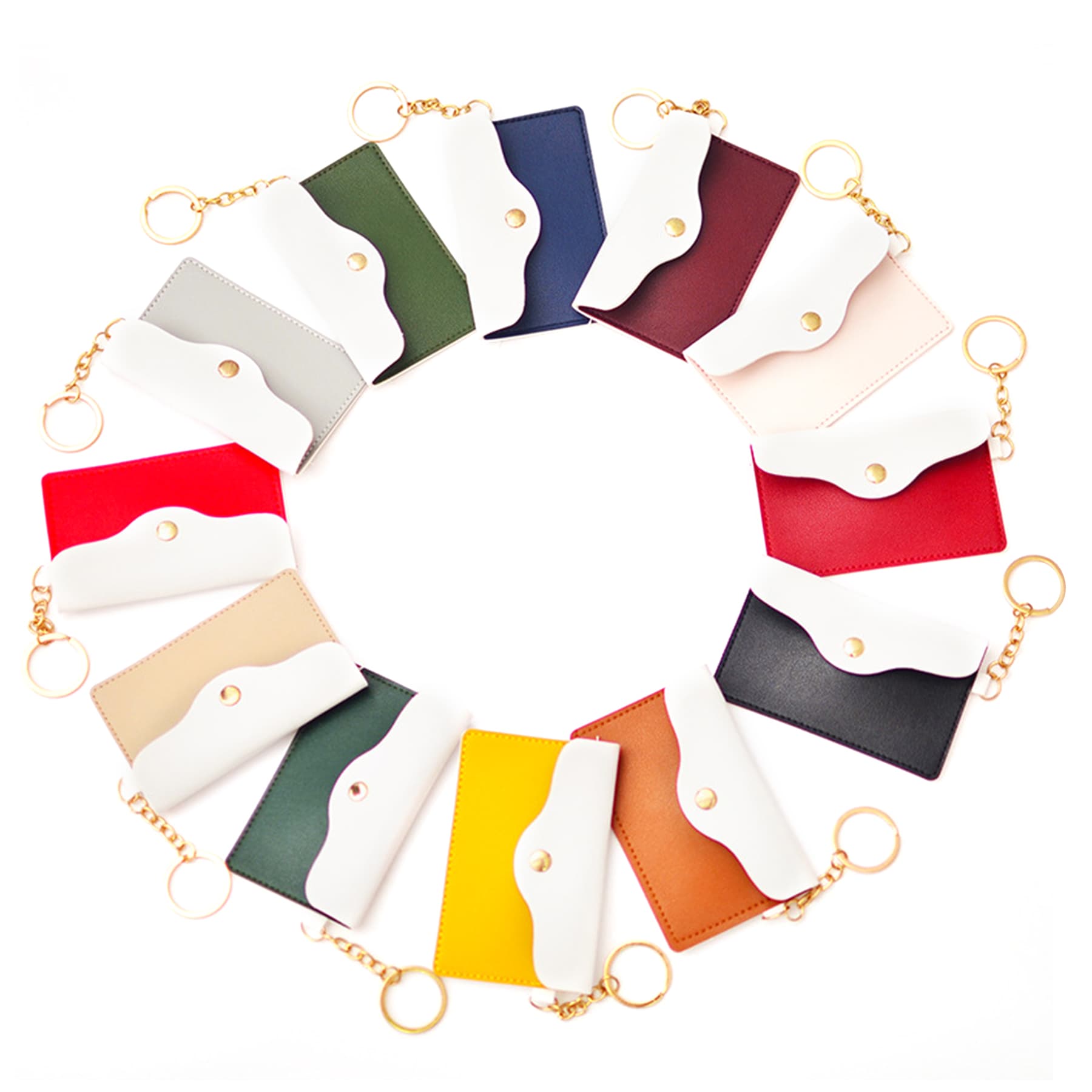 Leather Mini Coin Purse W/Press Button And Key Ring thumbnail 3