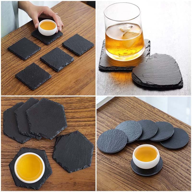 Black Slate Stone Coasters thumbnail 5