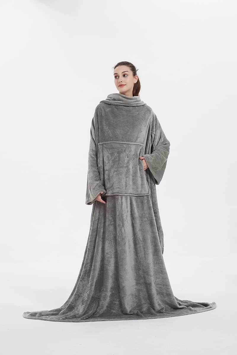 Soft Warm Large Fleece Plush Sleeved Wrap Robe Blanket thumbnail 5