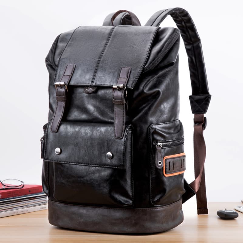 Vintage PU Leather Backpack for Men thumbnail 3