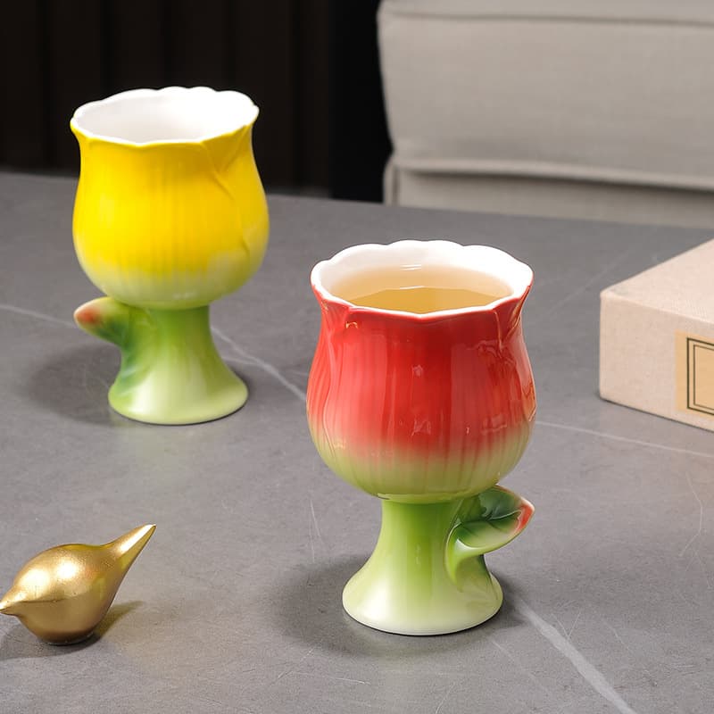 Flower Vintage Wine Goblet Ceremic Glasses thumbnail 4