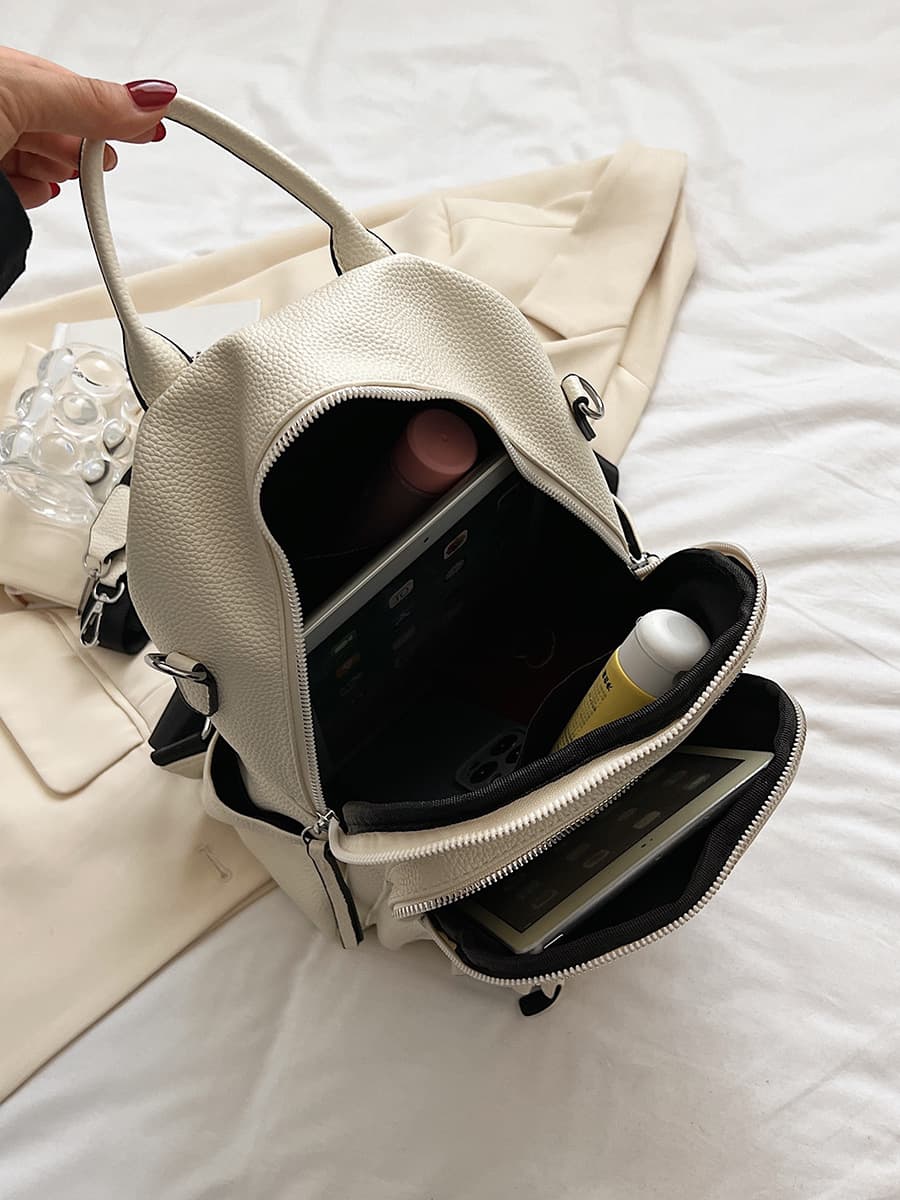 PU leather Large-capacity casual compact backpack thumbnail 3