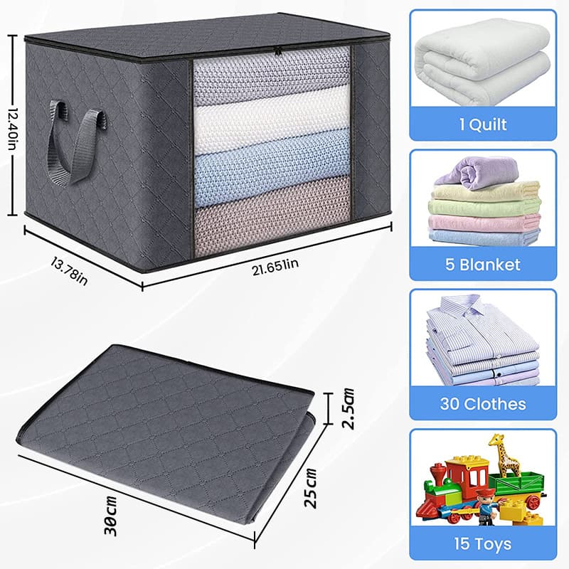 6 Pack Clothes/Blanket Foldable Storage Bags Box thumbnail 2