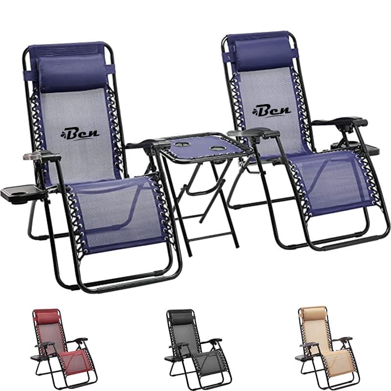 Adjustable Folding Lounge Chair With Table And Pillow thumbnail 5