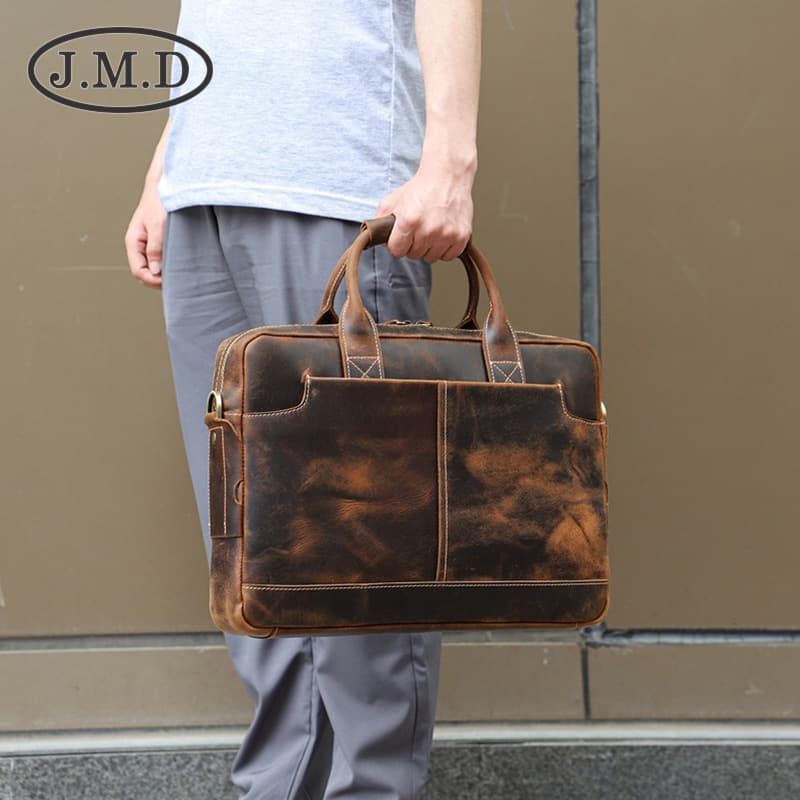 Genuine Leather Briefcase Messenger 15.6 Inch Laptop Bag thumbnail 4