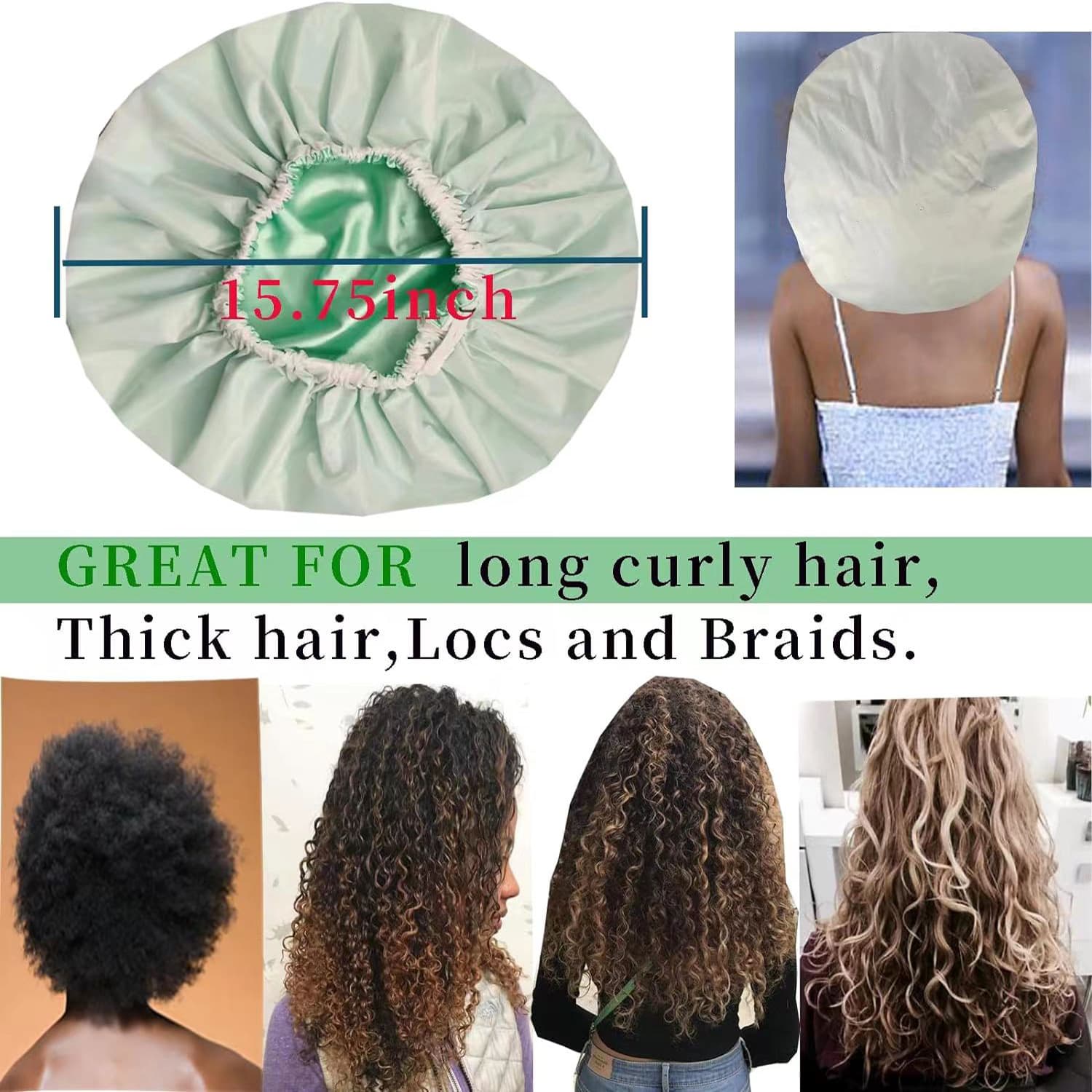 Reusable double layer waterproof shower cap thumbnail 5