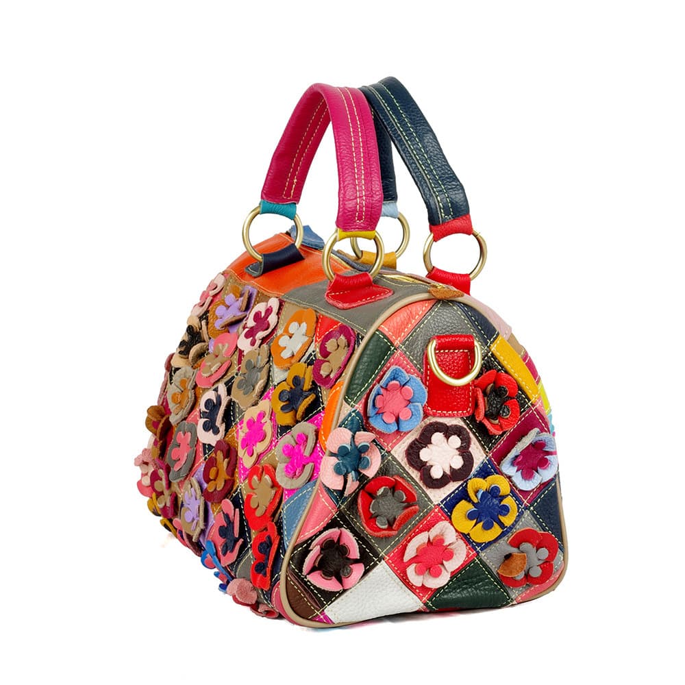 Genuine Leather Colorful floral shoulder cross-body bag thumbnail 3