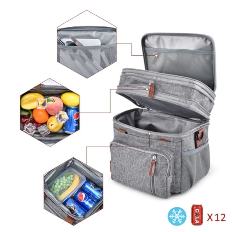 Double Compartment Insulated Cooler Lunch Bag thumbnail 5