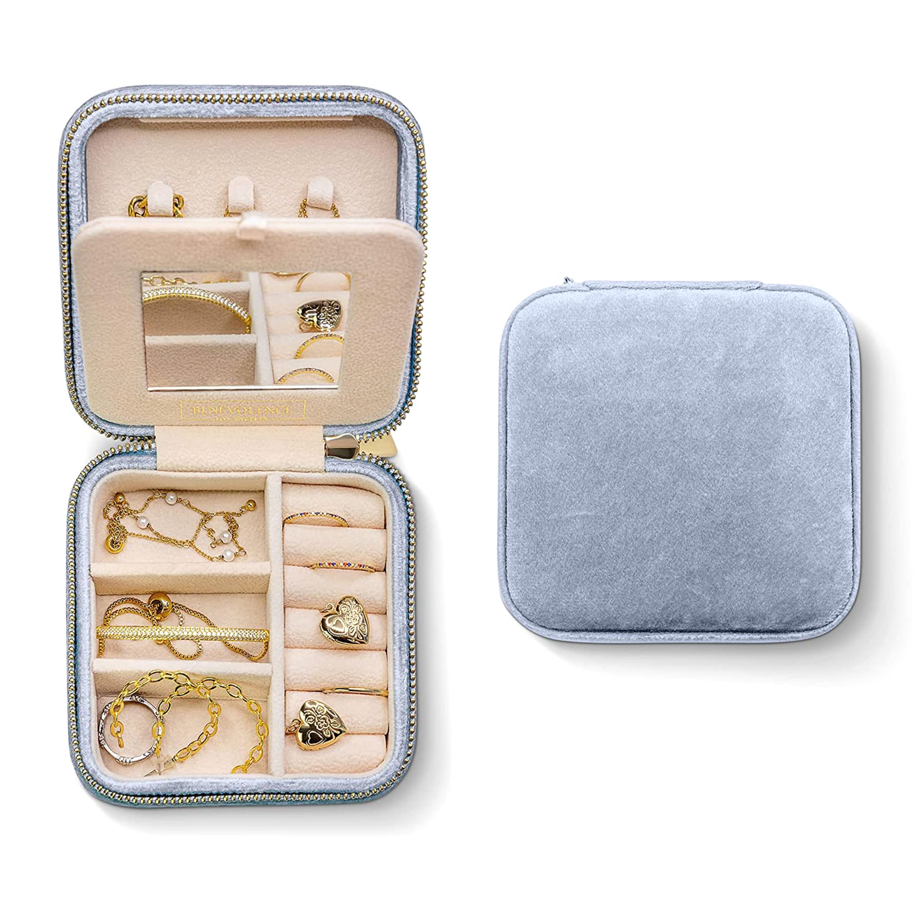 Plush Velvet Travel Jewelry Box Organizer