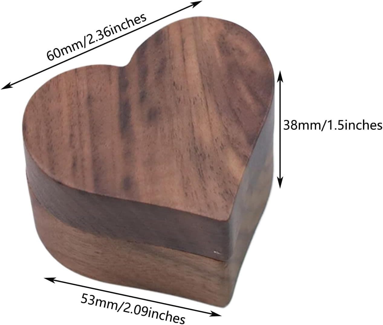 Heart Shaped Walnut Wood Ring Gift Box