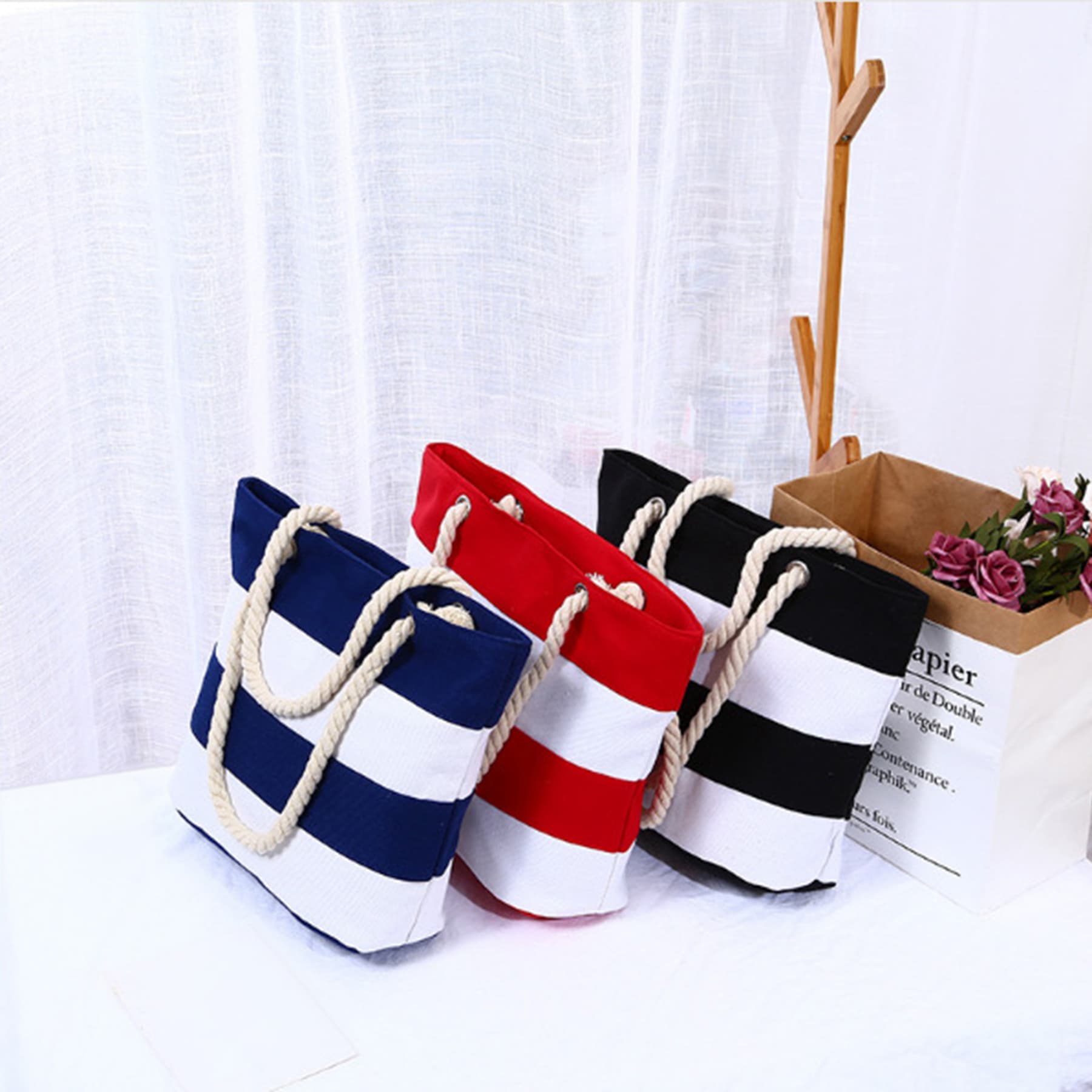Striped Canvas Tote Bags thumbnail 7