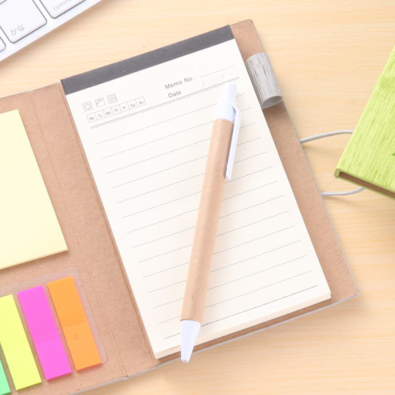 Customizable Woodgrain Notebook with Sticky Notes And Flags thumbnail 5