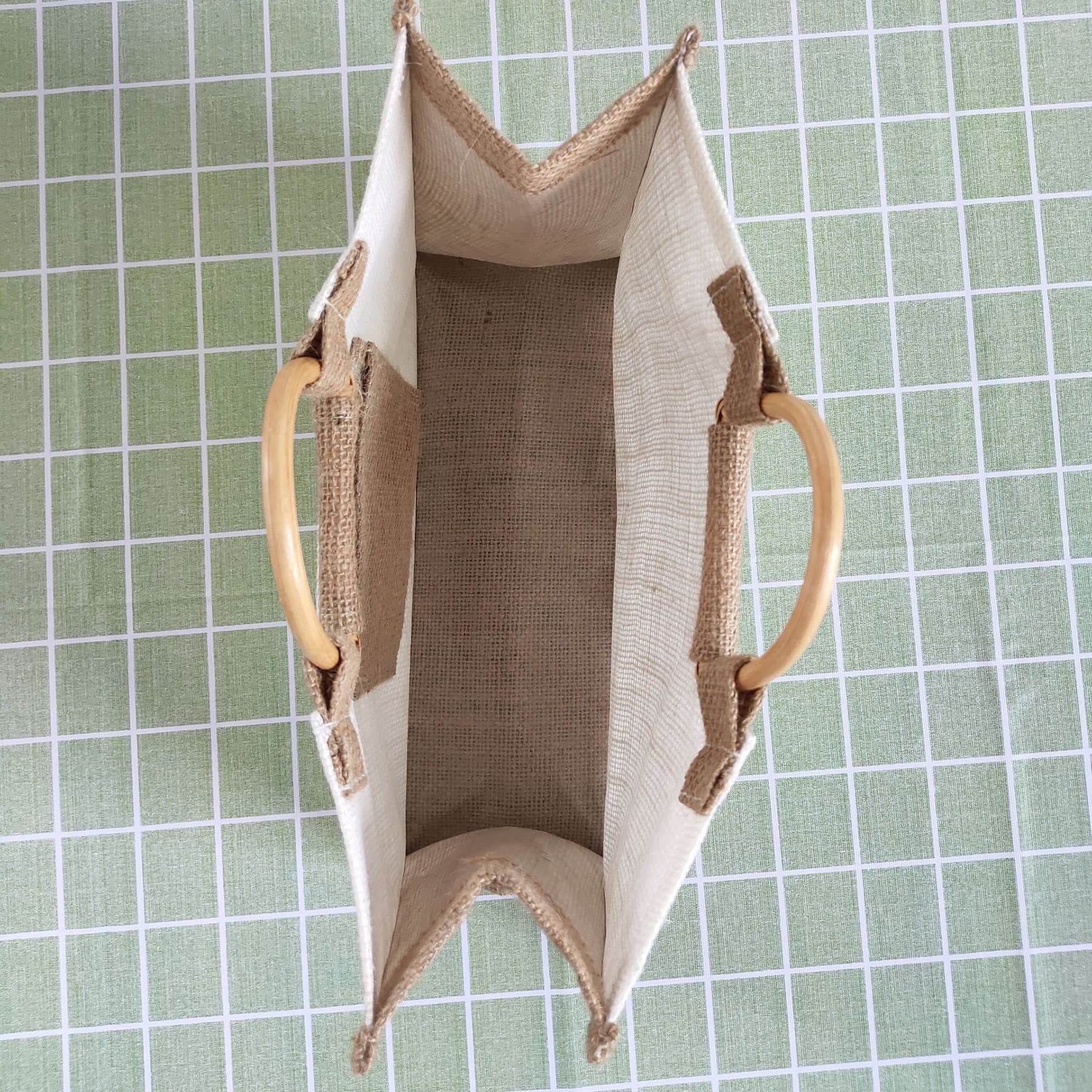 Premium Jute Tote Bag W/ Cane Handles