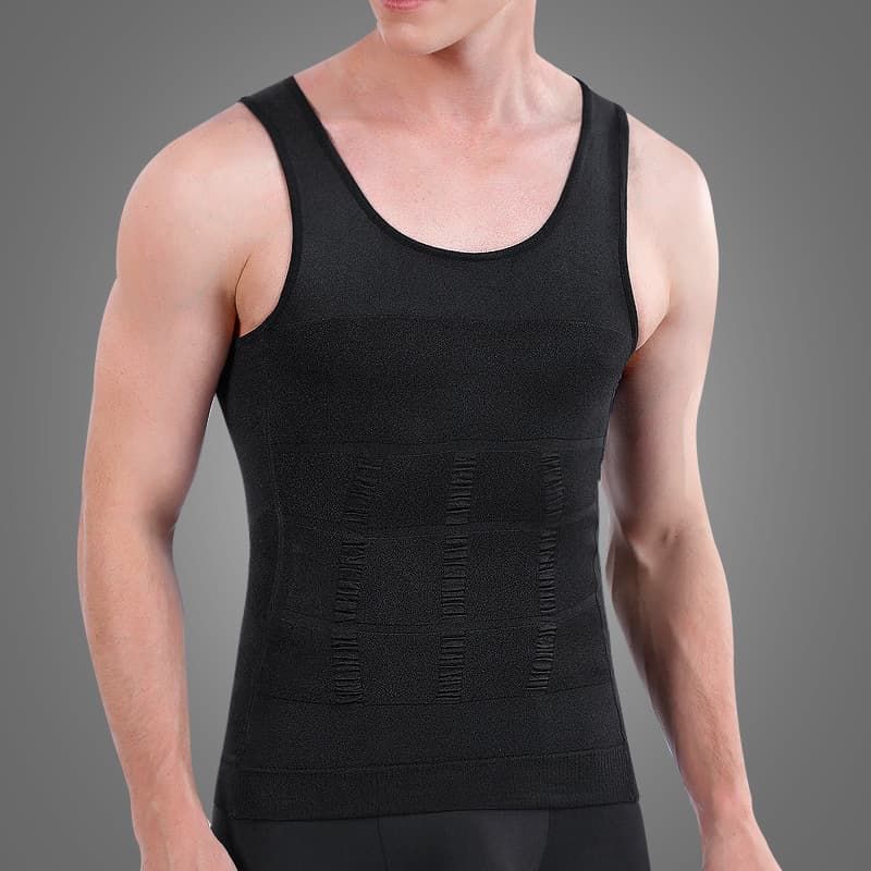 Men Body Shaper Slimming Vest Tight Compression Shirt thumbnail 3