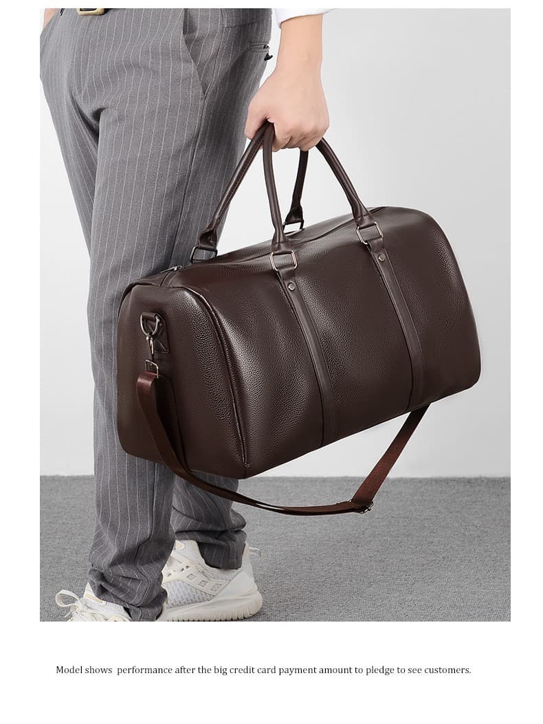 Genuine Leather Sport Gym Duffle Travel Bag thumbnail 5