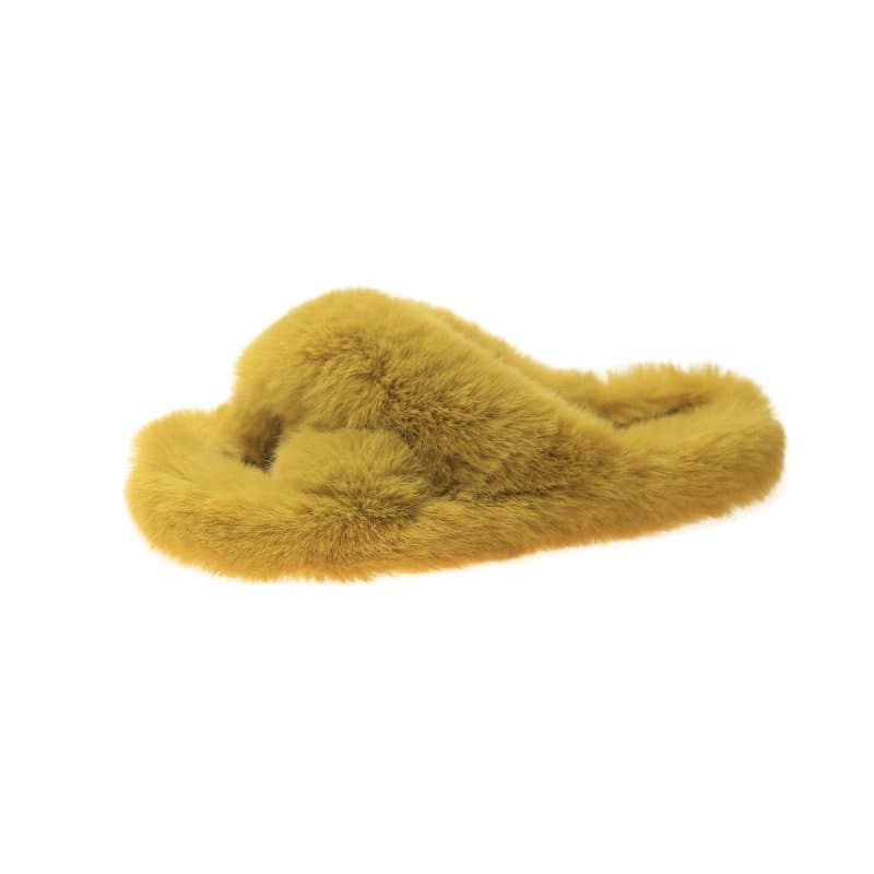 Fluffy Cross Band Slippers