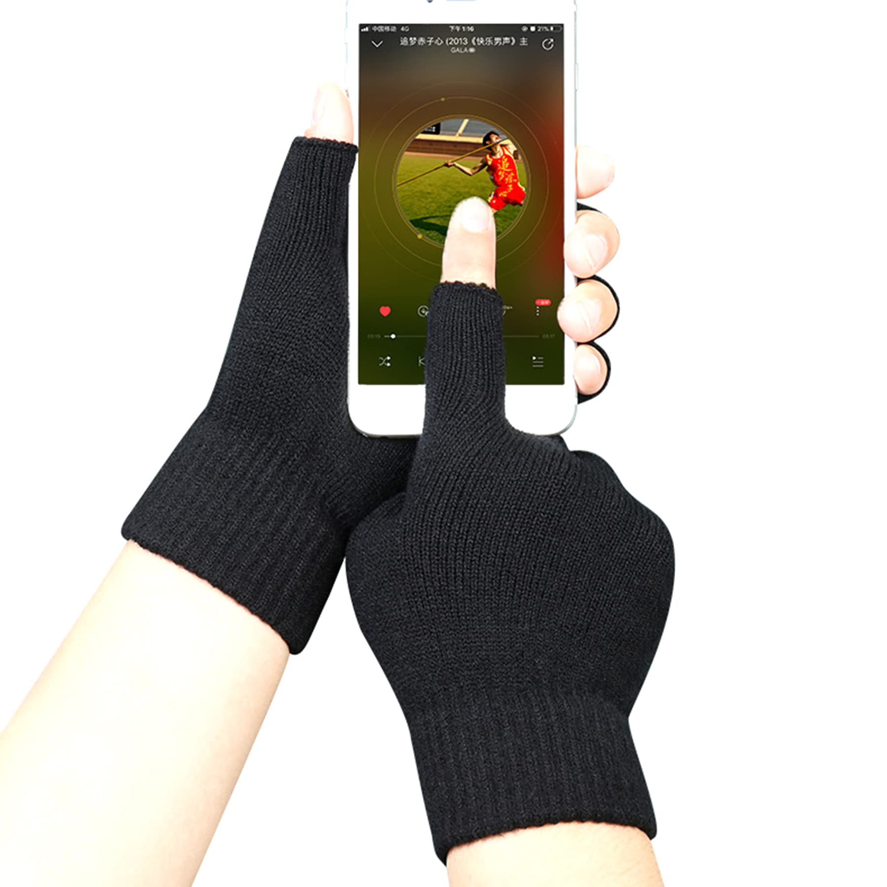 Knit Half Finger Gloves thumbnail 5