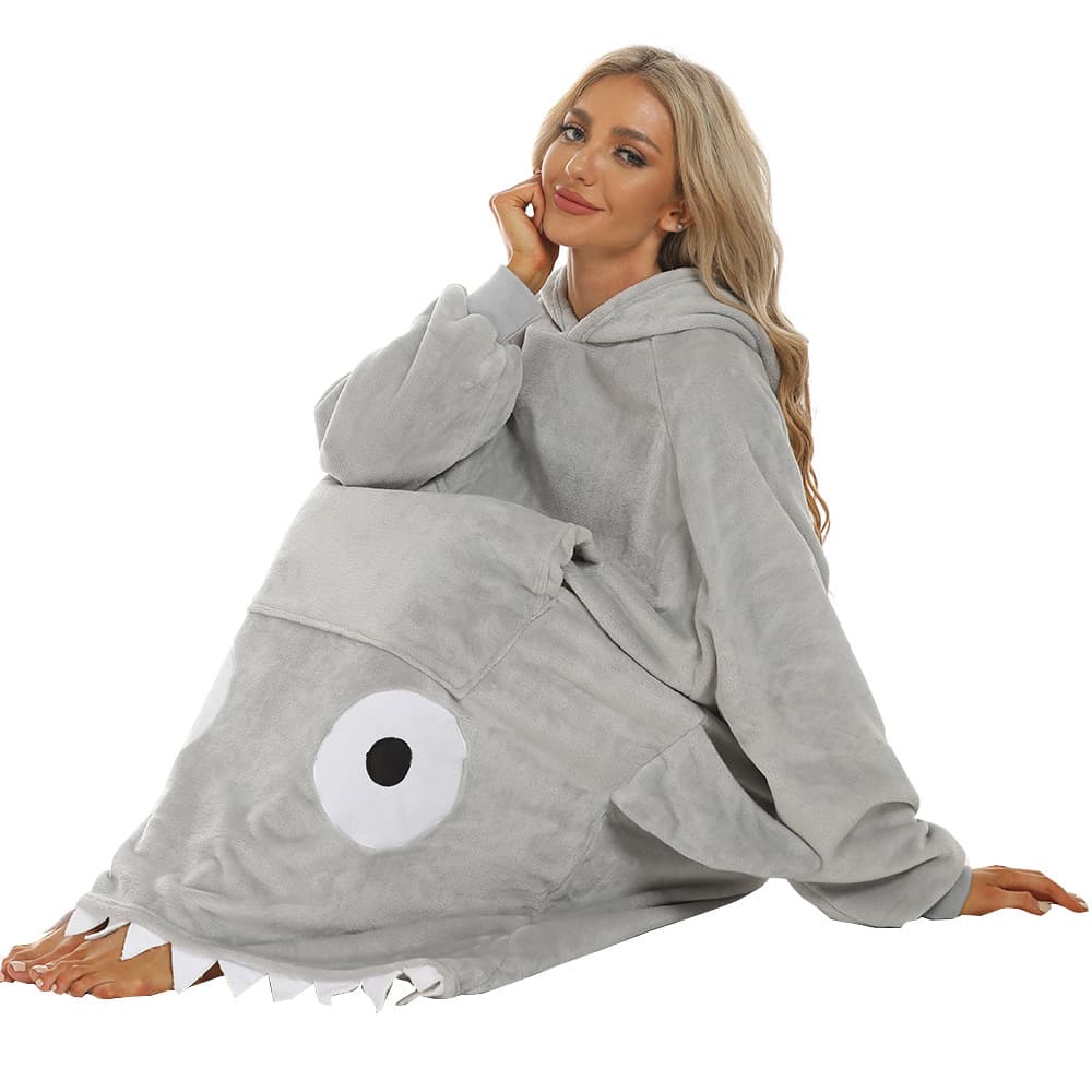 Oversized Microfiber & Sherpa Wearable Blanket thumbnail 6