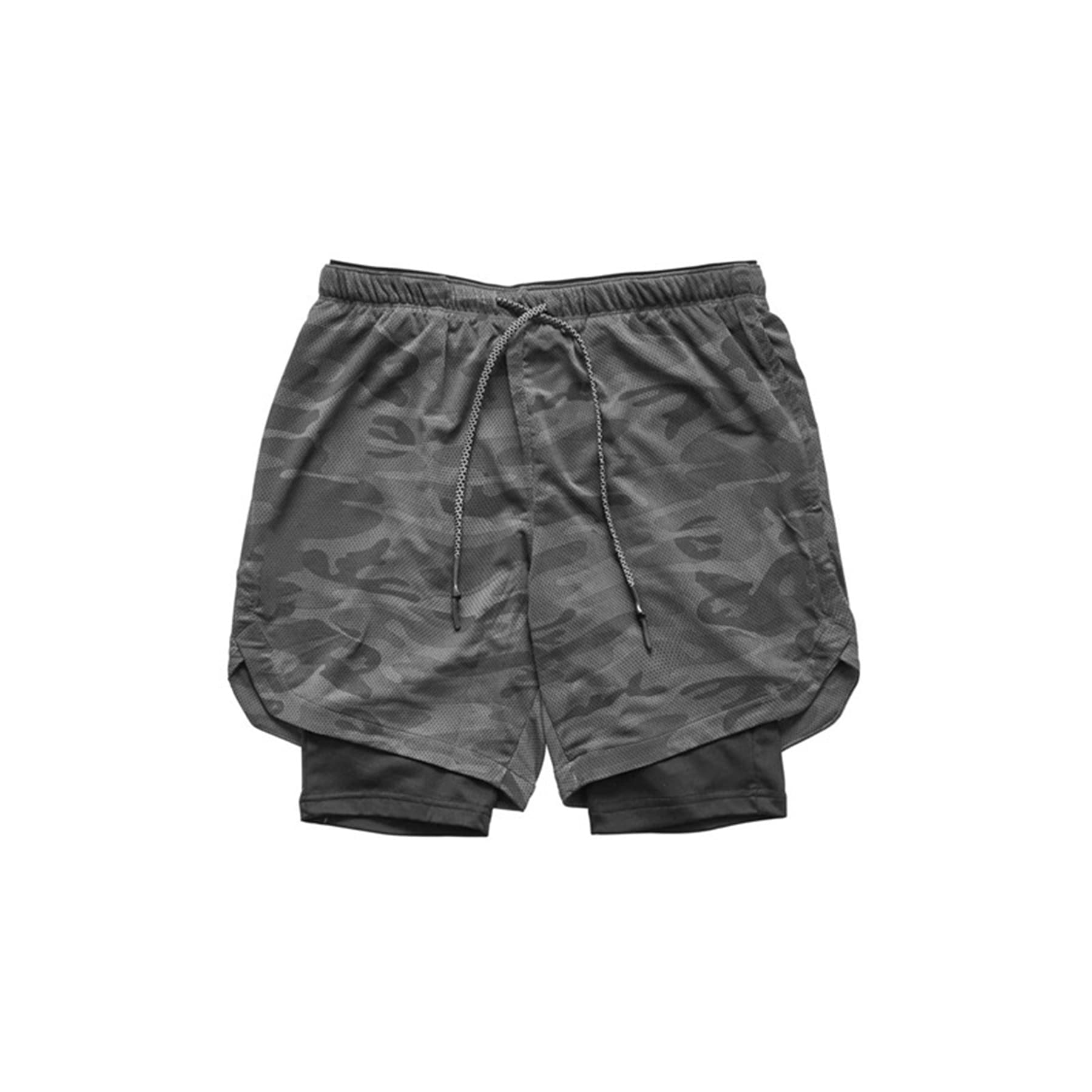 Men'S 2 In 1 Sport Quick Dry Short Pants With Phone Pocket