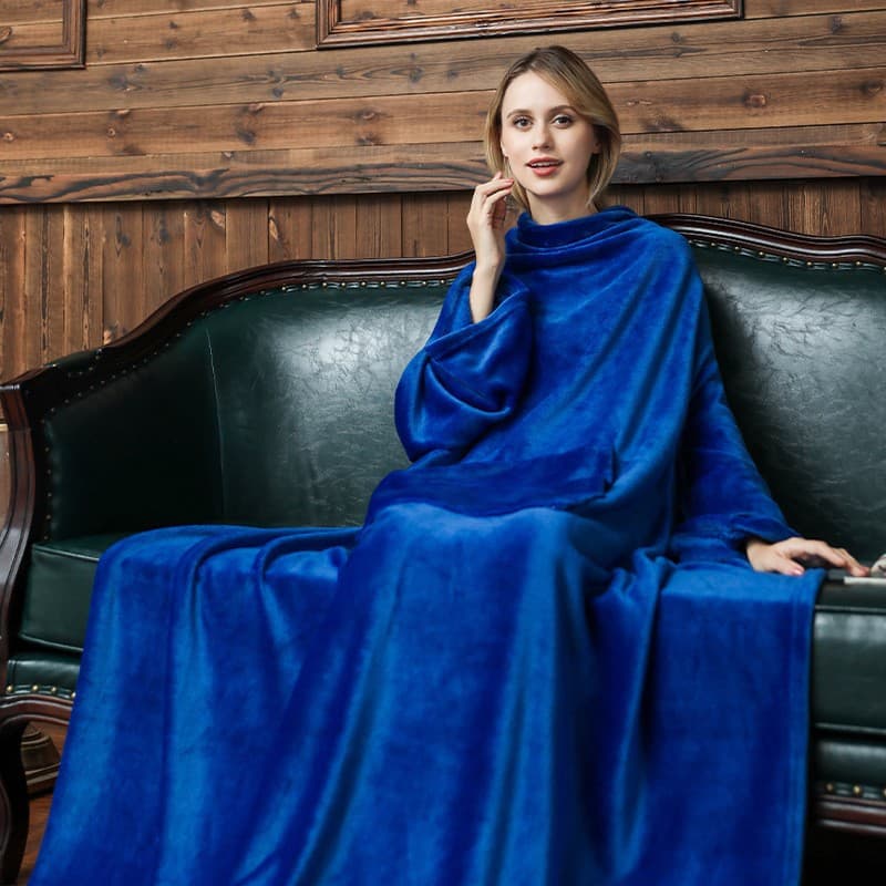 Soft Warm Large Fleece Plush Sleeved Wrap Robe Blanket thumbnail 6