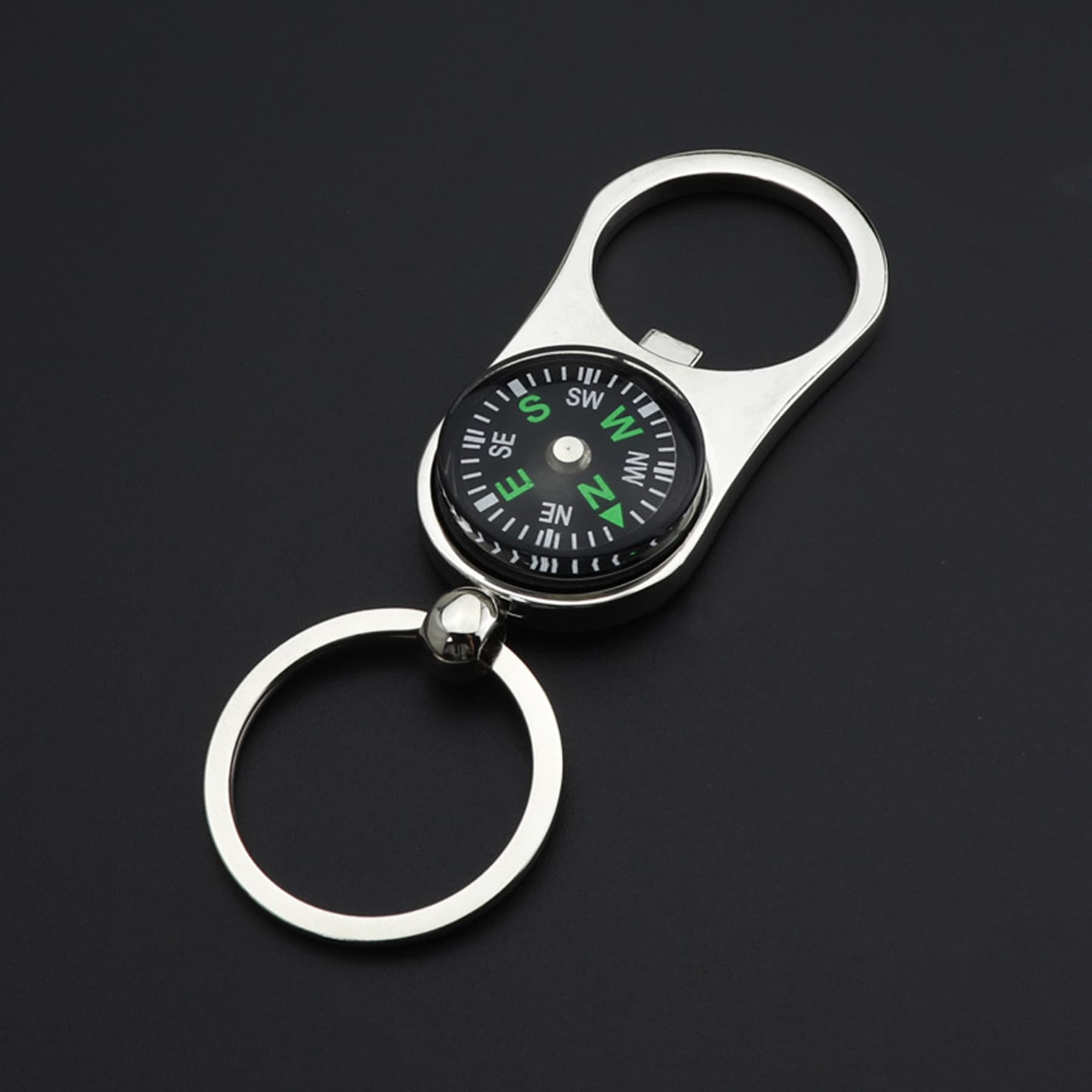 Metal Bottle Opener Compass Keychain