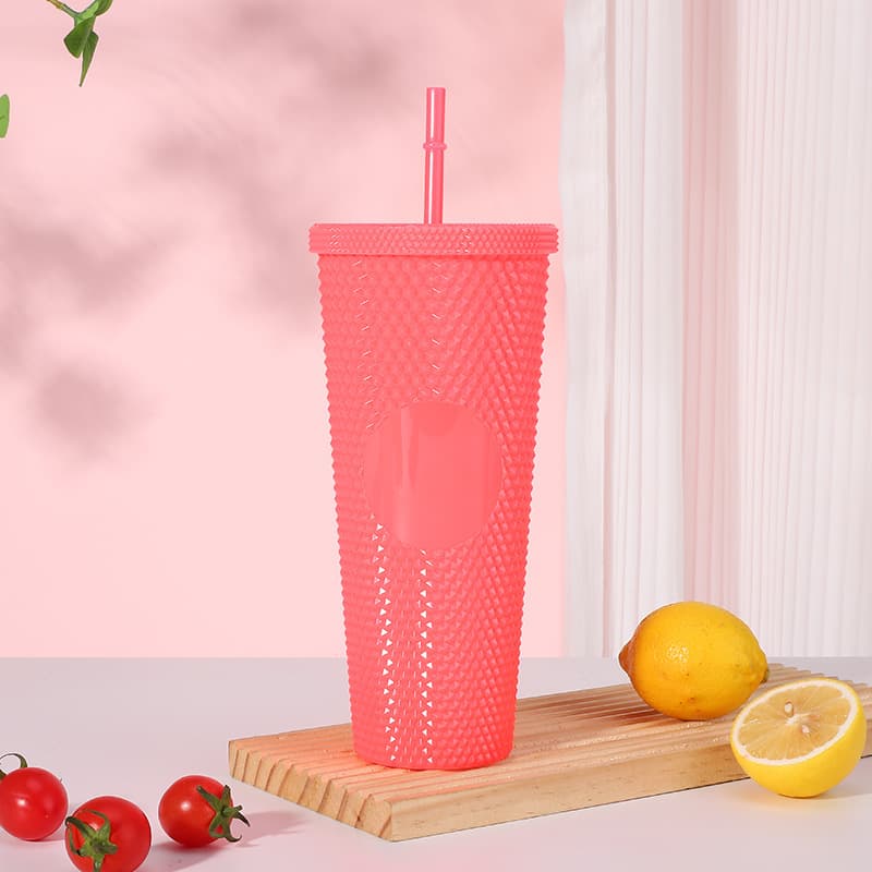 24oz Barbie Pink Plastic Durian Straw Cup thumbnail 5