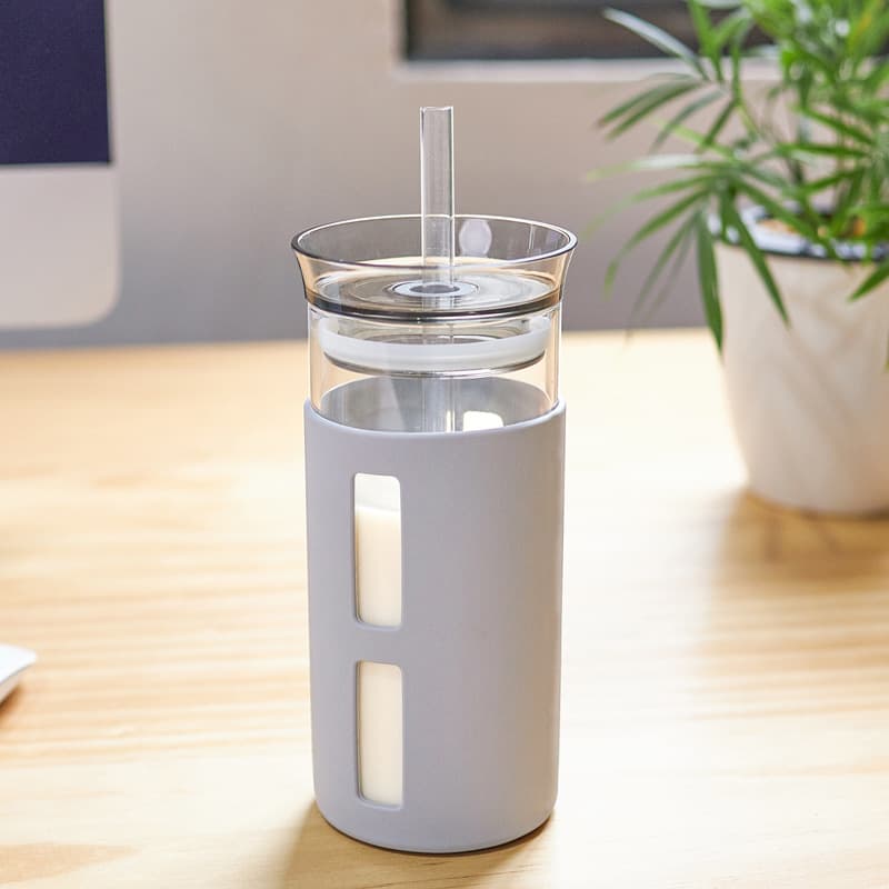 12/17Oz Glass Tumblr Coffee Cups With Straw thumbnail 2