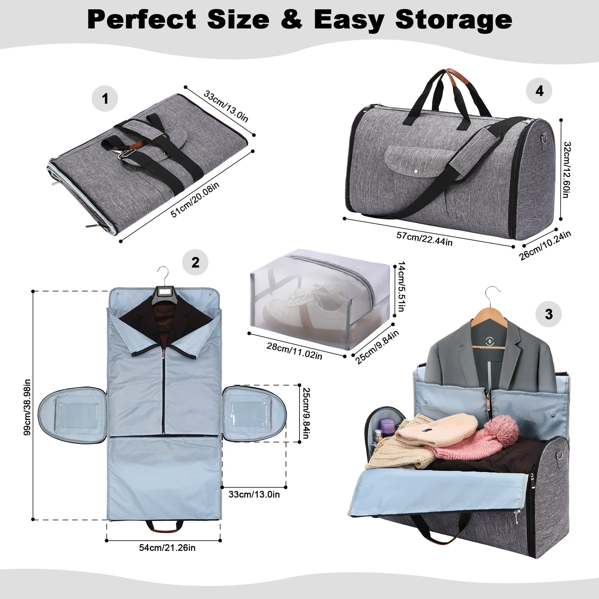 4 in 1 Hanging Suit Convertible Travel Carry on Garment Bag thumbnail 6