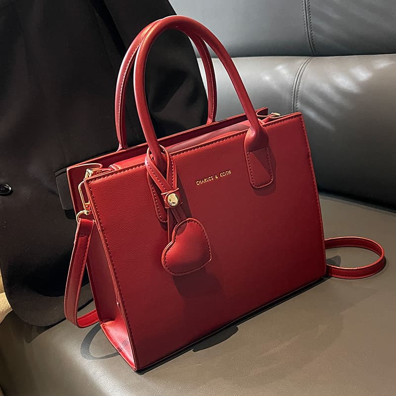 Red Pu Leather married messenger bag For women thumbnail 3