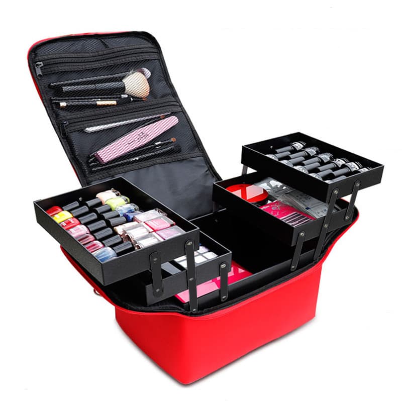 Black Travel Makeup Bag Storage Box For Women thumbnail 3