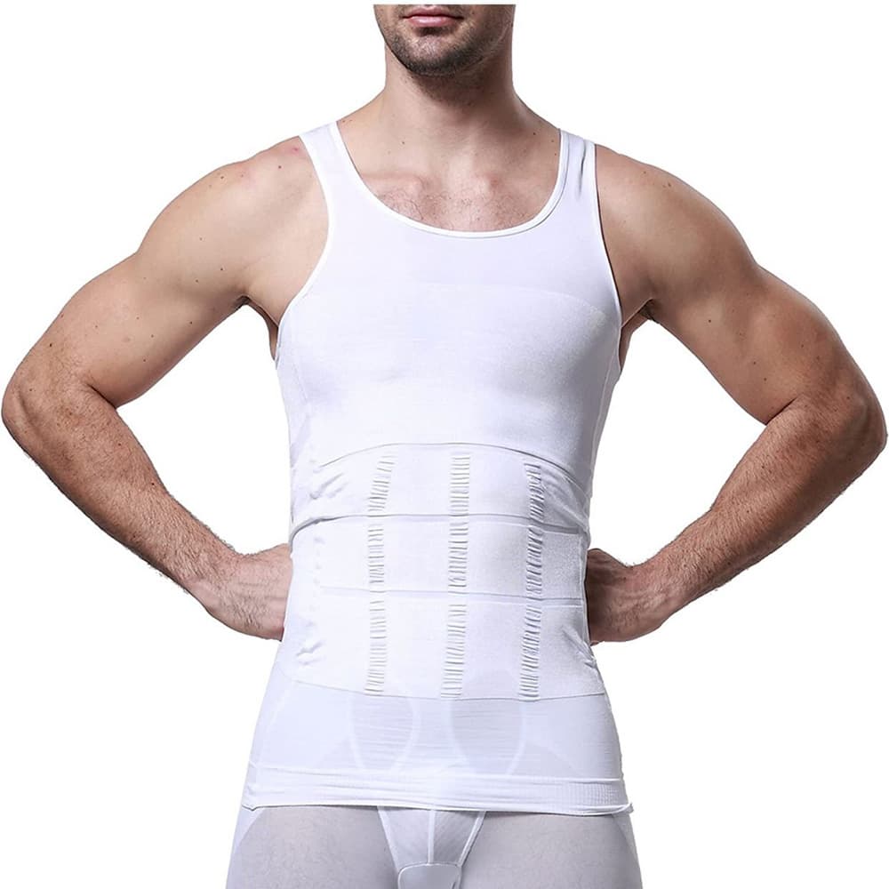 Men Body Shaper Slimming Vest Tight Compression Shirt thumbnail 5