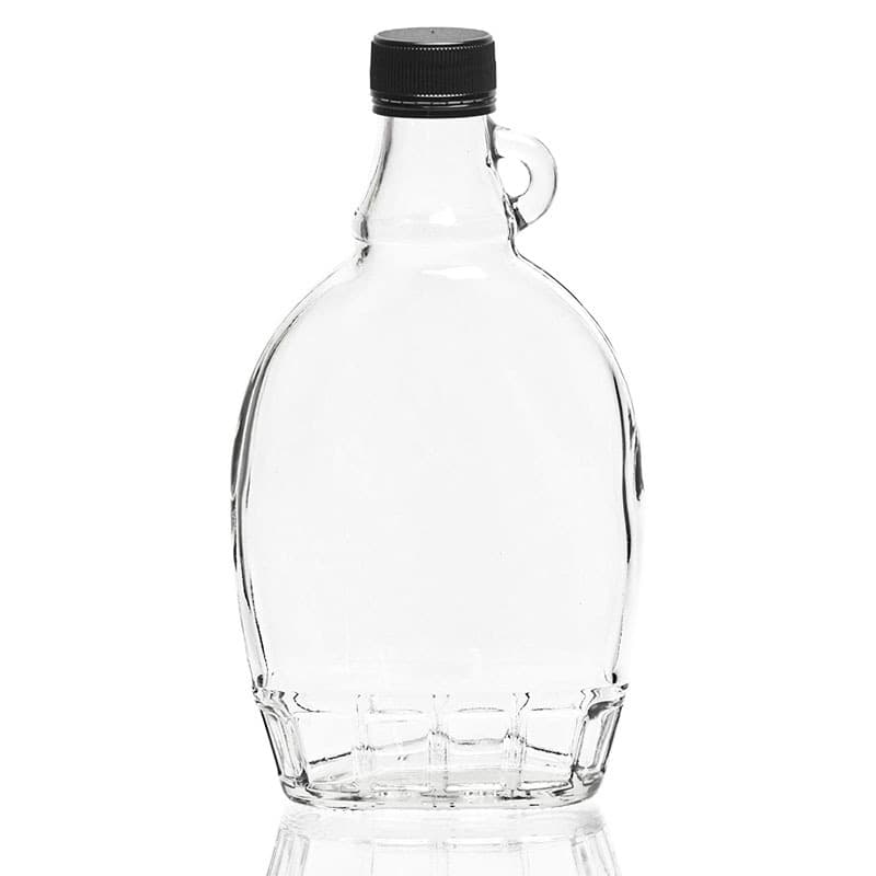 Clear Glass Syrup Bottles W/B Ribbed Lined Cap thumbnail 4