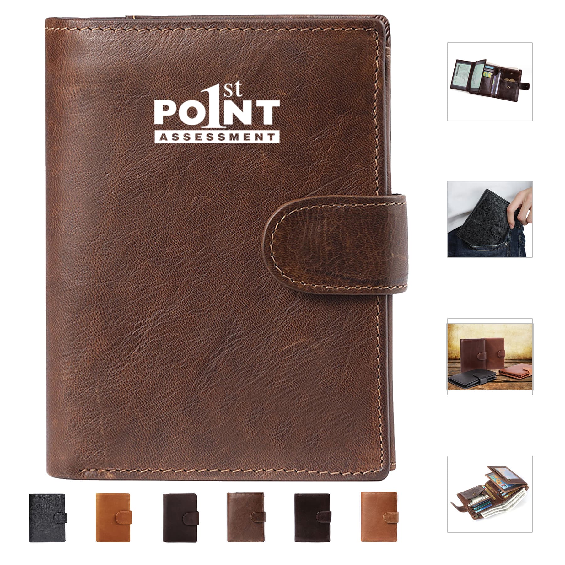 Slim RFID Wallets Genuine Leather Trifold
