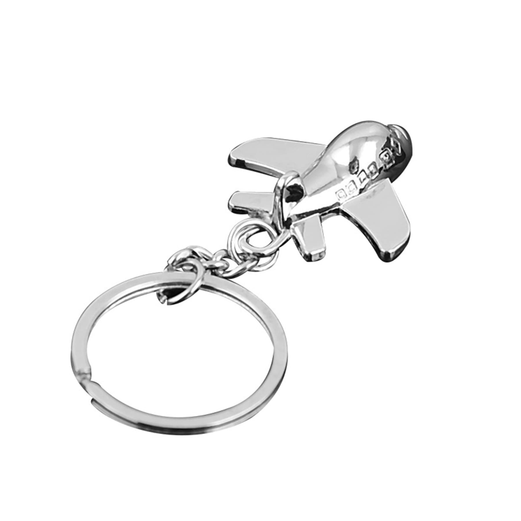 Fashion Polished Silver Airplane Shaped Keychain