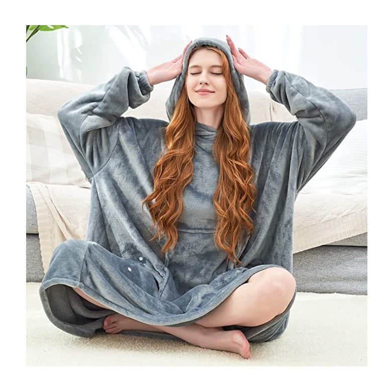 Oversized Microfiber & Sherpa Wearable Blanket thumbnail 2