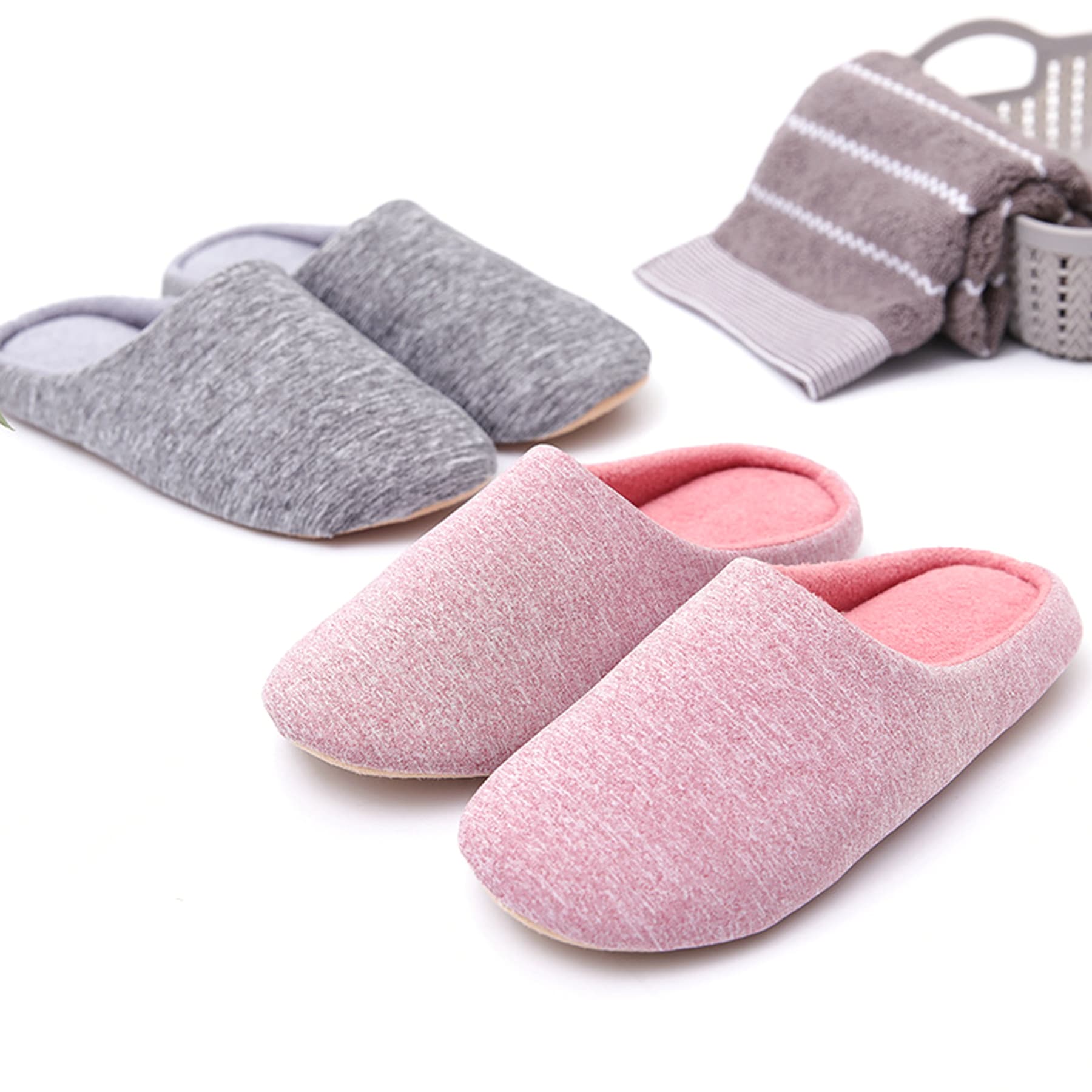 Cotton slippers with memory foam and soft sole thumbnail 5