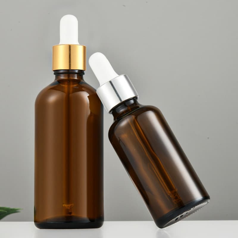 Clear Glass Boston Round Bottles With White Bulb Droppers thumbnail 4