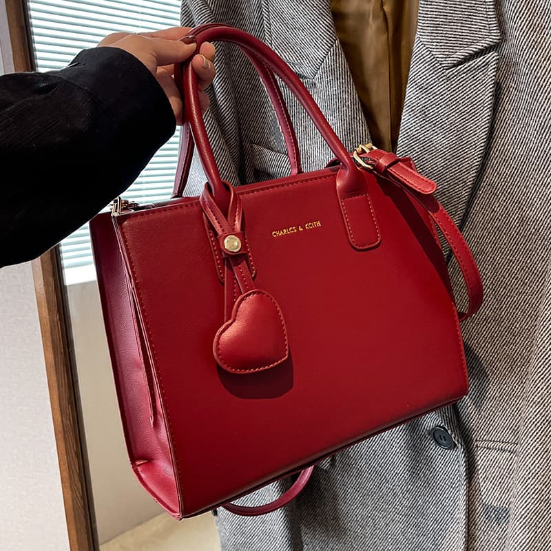 Red Pu Leather married messenger bag For women thumbnail 4