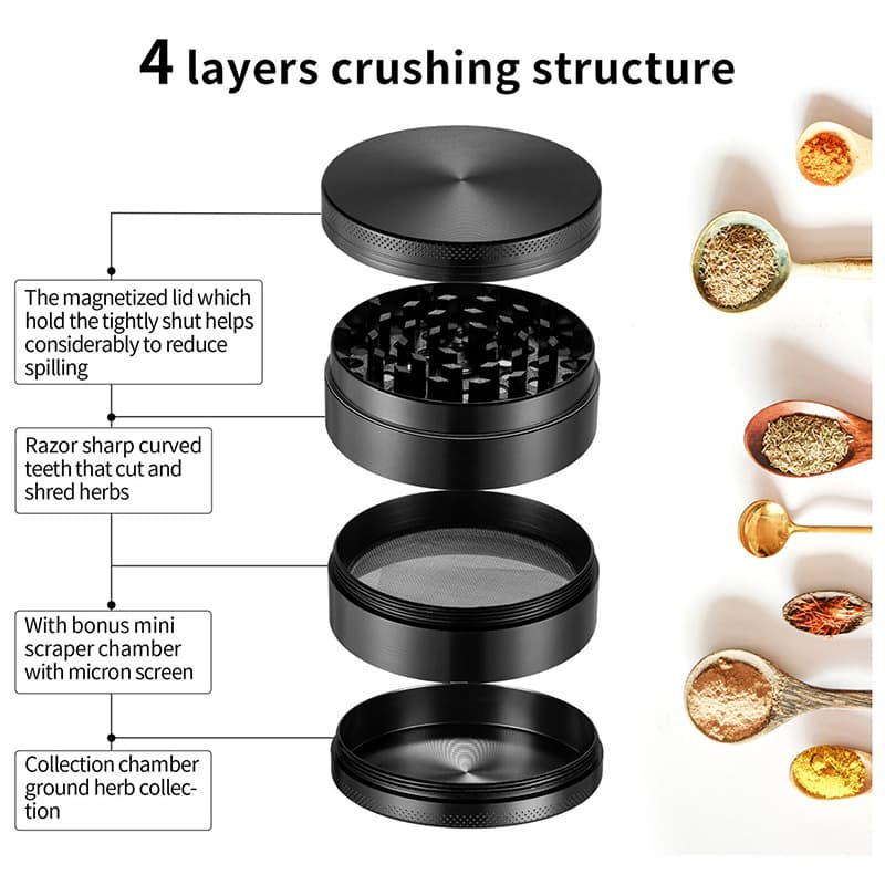 Aluminum 4-Layer Zinc Alloy Herb Grinder thumbnail 5