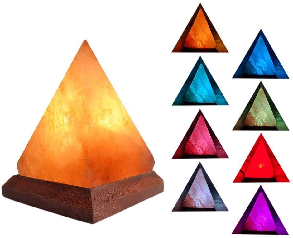 Pyramid Crystal Salt Lamp with Wood Base thumbnail 5
