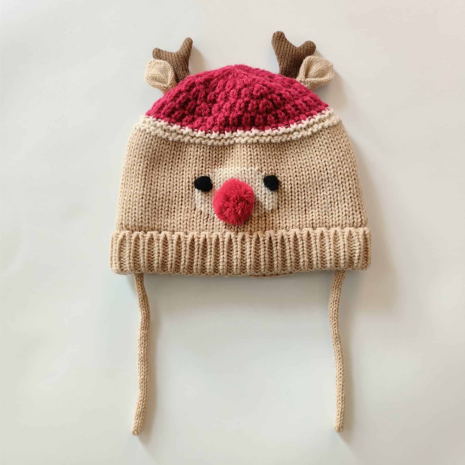 Kids Toddler Knit Elk Antlers Hat Scarf Set for Christmas thumbnail 3